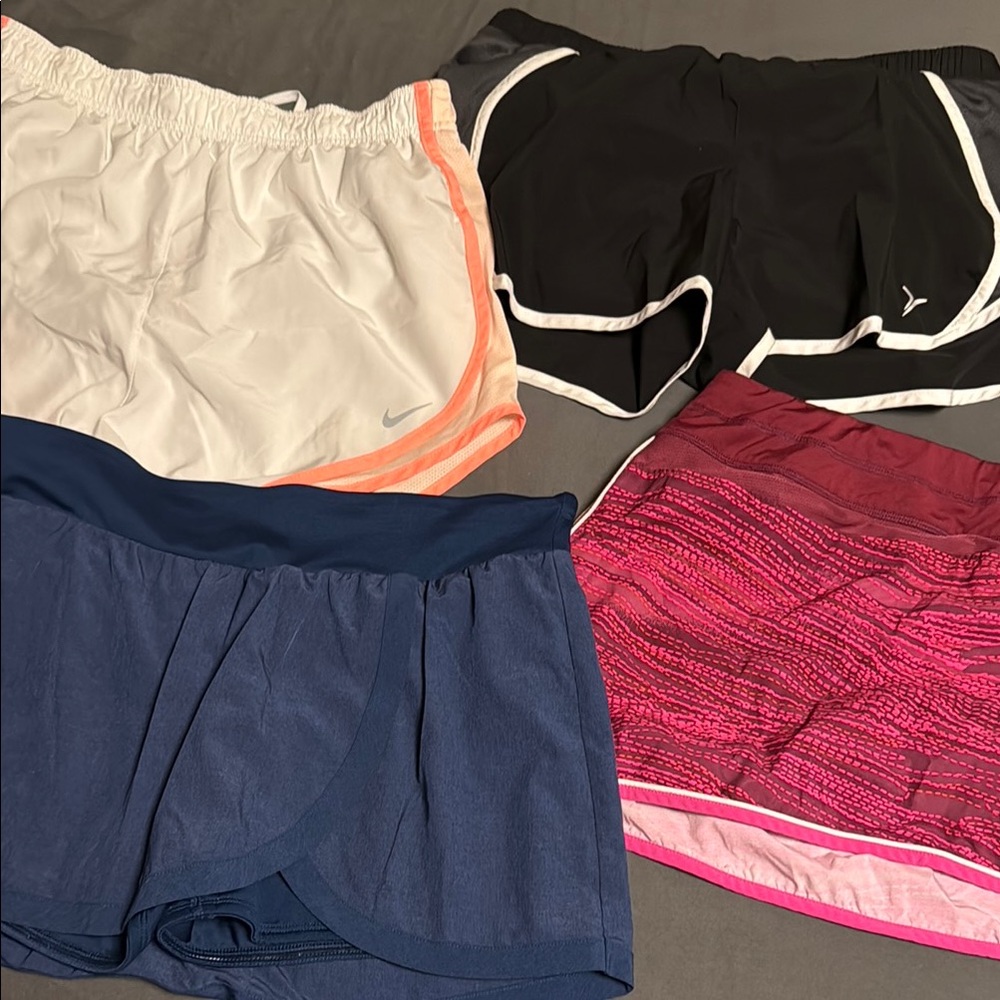 Women's Athletic Shorts Set - Black, White, Blue, Pink